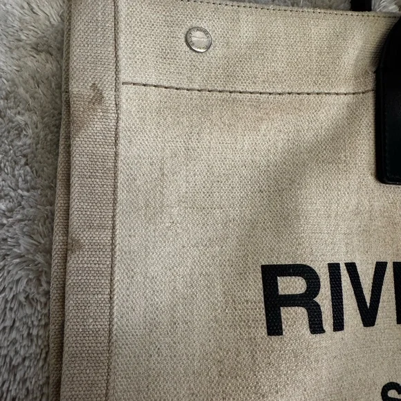 Saint Laurent Rive Gauche Beige Canvas Tote with Black Handles /canvas leather - Picture 10 of 11
